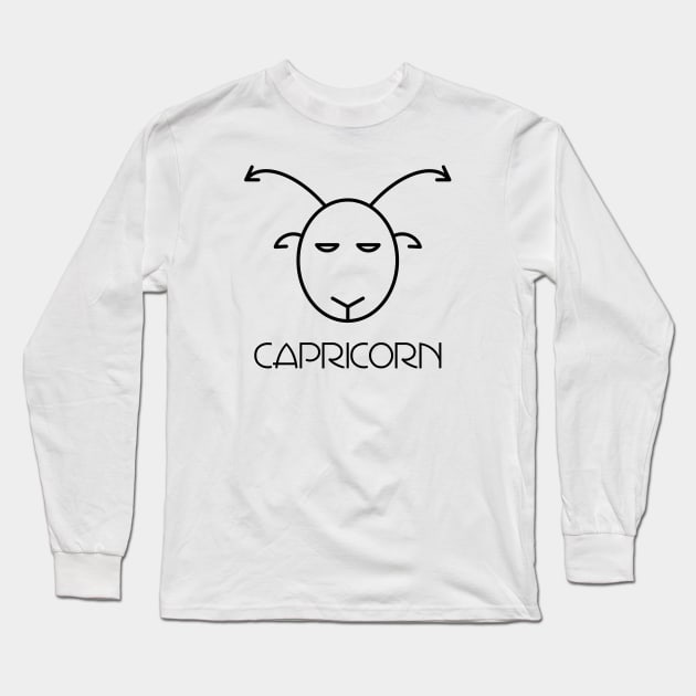 Capricorn Doodle Line Art Long Sleeve T-Shirt by inotyler